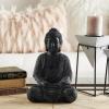 imageCosmoLiving by Cosmopolitan Ceramic Buddha Decorative Sculpture Meditating Home Decor Statue with Engraved Carvings and Relief Detailing Accent Figurine 8quot x 7quot x 12quot GrayGrayAntiqued Black