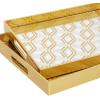 imageCosmoLiving by Cosmopolitan Plastic Geometric Mirrored Tray Set of 2 14quot 16quotW Gold