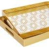 imageCosmoLiving by Cosmopolitan Plastic Geometric Mirrored Tray Set of 2 14quot 16quotW Gold
