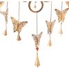 imageDeco 79 Metal Butterfly Windchime with Beads and Cone Bells 15quot x 1quot x 36quot BrassLARGE SIZE