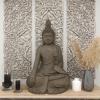 imageDeco 79 Polystone Buddha Decorative Sculpture Meditating Home Decor Statue with Engraved Carvings and Relief Detailing Accent Figurine 9quot x 6quot x 17quot Brown24 x 20 x 42