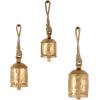 imageDeco 79 Rustic Metal Cowbell Decorative Bells 5quot 4quot 3quotH SilverGold