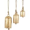 imageDeco 79 Rustic Metal Cowbell Decorative Bells 5quot 4quot 3quotH SilverGold