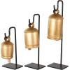 imageDeco 79 Rustic Metal Cowbell Decorative Bells 5quot 4quot 3quotH SilverGold