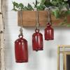 imageDeco 79 Rustic Metal Cowbell Decorative Bells 5quot 4quot 3quotH SilverRed
