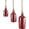 imageDeco 79 Rustic Metal Cowbell Decorative Bells 5quot 4quot 3quotH SilverRed