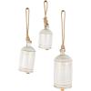 imageDeco 79 Rustic Metal Cowbell Decorative Bells 5quot 4quot 3quotH SilverWhite
