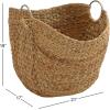 imageDeco 79 Seagrass Handmade Decorative and Functional Storage Basket Large Woven Basket Organizer with Ring Metal Handles Basket for Storage 21quot x 17quot x 19quot BrownBrown