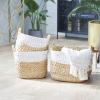 imageDeco 79 Seagrass Handmade Decorative and Functional Storage Basket Large Woven Basket Organizer with Ring Metal Handles Basket for Storage 21quot x 17quot x 19quot BrownBrown