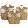 imageDeco 79 Seagrass Handmade Decorative and Functional Storage Basket Large Woven Basket Organizer with Ring Metal Handles Basket for Storage 21quot x 17quot x 19quot BrownBrown