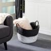 imageDeco 79 Seagrass Handmade Decorative and Functional Storage Basket Large Woven Basket Organizer with Ring Metal Handles Basket for Storage 21quot x 17quot x 19quot BrownBlack