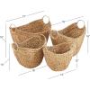 imageDeco 79 Seagrass Handmade Decorative and Functional Storage Basket Large Woven Basket Organizer with Ring Metal Handles Basket for Storage 21quot x 17quot x 19quot BrownBrown