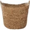 imageDeco 79 Seagrass Handmade Decorative and Functional Storage Basket Large Woven Basket Organizer with Ring Metal Handles Basket for Storage 21quot x 17quot x 19quot BrownBrown