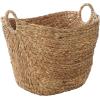 imageDeco 79 Seagrass Handmade Decorative and Functional Storage Basket Large Woven Basket Organizer with Ring Metal Handles Basket for Storage 21quot x 17quot x 19quot BrownBrown