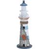 imageDeco 79 Wood Light House Decorative Sculpture Home Decor Statue with Netting Accent Figurine 7quot x 7quot x 16quot White6x6x16  Pack of 8