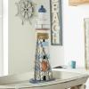 imageDeco 79 Wood Light House Decorative Sculpture Home Decor Statue with Netting Accent Figurine 7quot x 7quot x 16quot WhiteCONVENIENTLY SIZED