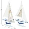 imageDeco 79 Wood Sail Boat Handmade Decorative Sculpture Home Decor Statues set of 2 Accent Figurines 17quot x 3quot x 25quot White20H  13W