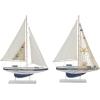 imageDeco 79 Wood Sail Boat Handmade Decorative Sculpture Home Decor Statues set of 2 Accent Figurines 17quot x 3quot x 25quot White20H  13W