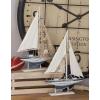 imageDeco 79 Wood Sail Boat Handmade Decorative Sculpture Home Decor Statues set of 2 Accent Figurines 17quot x 3quot x 25quot White20H  13W