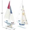 imageDeco 79 Wood Sail Boat Handmade Decorative Sculpture Home Decor Statues set of 2 Accent Figurines 17quot x 3quot x 25quot White22H  13W