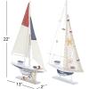 imageDeco 79 Wood Sail Boat Handmade Decorative Sculpture Home Decor Statues set of 2 Accent Figurines 17quot x 3quot x 25quot White22H  13W