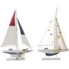 imageDeco 79 Wood Sail Boat Handmade Decorative Sculpture Home Decor Statues set of 2 Accent Figurines 17quot x 3quot x 25quot White22H  13W
