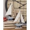 imageDeco 79 Wood Sail Boat Handmade Decorative Sculpture Home Decor Statues set of 2 Accent Figurines 17quot x 3quot x 25quot White25H  17W