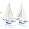 imageDeco 79 Wood Sail Boat Handmade Decorative Sculpture Home Decor Statues set of 2 Accent Figurines 17quot x 3quot x 25quot White25H  17W
