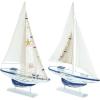 imageDeco 79 Wood Sail Boat Handmade Decorative Sculpture Home Decor Statues set of 2 Accent Figurines 17quot x 3quot x 25quot White25H  17W
