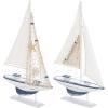 imageDeco 79 Wood Sail Boat Handmade Decorative Sculpture Home Decor Statues set of 2 Accent Figurines 17quot x 3quot x 25quot White20H  13W