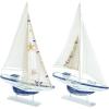 imageDeco 79 Wood Sail Boat Handmade Decorative Sculpture Home Decor Statues set of 2 Accent Figurines 17quot x 3quot x 25quot White25H  17W