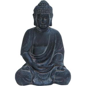 imageCosmoLiving by Cosmopolitan Ceramic Buddha Decorative Sculpture Meditating Home Decor Statue with Engraved Carvings and Relief Detailing Accent Figurine 8quot x 7quot x 12quot GrayGrayAntiqued Black