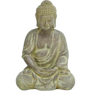 imageCosmoLiving by Cosmopolitan Ceramic Buddha Decorative Sculpture Meditating Home Decor Statue with Engraved Carvings and Relief Detailing Accent Figurine 8quot x 7quot x 12quot GrayBeige