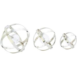 imageDeco 79 Aluminum Metal Geometric Decorative Sculpture Home Decor Statues Set of 2 Accent Figurines 10quot 8quotD SilverSilver