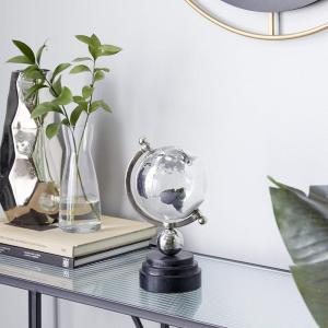 imageDeco 79 Aluminum Metal Globe with Marble Base 6quot x 6quot x 11quot GoldSilver
