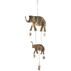 imageDeco 79 Metal Elephant Windchime with Bells 10quot x 2quot x 28quot Brass