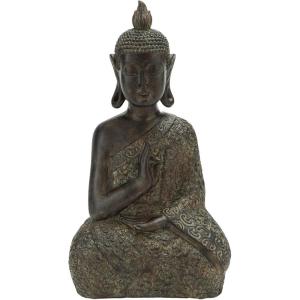 imageDeco 79 Polystone Buddha Decorative Sculpture Meditating Home Decor Statue with Engraved Carvings and Relief Detailing Accent Figurine 9quot x 6quot x 17quot Brown9 x 6 x 17