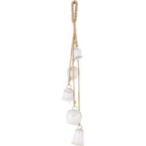 imageDeco 79 Rustic Metal Cowbell Decorative Bells 5quot 4quot 3quotH SilverWhite