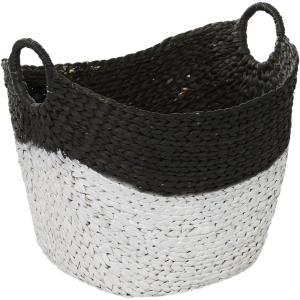 imageDeco 79 Seagrass Handmade Decorative and Functional Storage Basket Large Woven Basket Organizer with Ring Metal Handles Basket for Storage 21quot x 17quot x 19quot BrownBlack