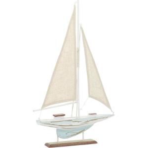 imageDeco 79 Wood Sail Boat Handmade Decorative Sculpture Home Decor Statues set of 2 Accent Figurines 17quot x 3quot x 25quot White14 x 2 x 22