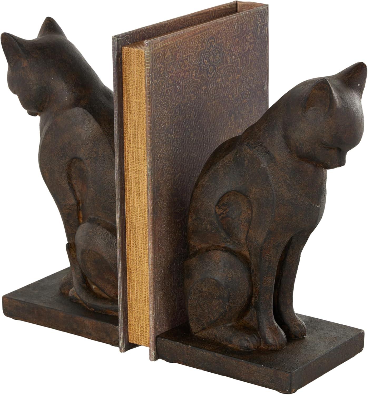 Deco 79 Fermalibri A Forma Di Gatto In Polystone - Coppia Per Amanti Dei Libri - Grigio, Modello 44690
