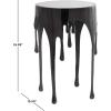 imageDeco 79 Aluminum Metal Side End Accent Table Drip End Table with Melting Design and Shaded Glass Top Side Table 16quot x 16quot x 25quot SilverBlack