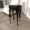 imageDeco 79 Aluminum Metal Side End Accent Table Drip End Table with Melting Design and Shaded Glass Top Side Table 16quot x 16quot x 25quot SilverBlack