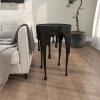 imageDeco 79 Aluminum Metal Side End Accent Table Drip End Table with Melting Design and Shaded Glass Top Side Table 16quot x 16quot x 25quot SilverBlack