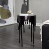 imageDeco 79 Aluminum Metal Side End Accent Table Drip End Table with Melting Design and Shaded Glass Top Side Table 16quot x 16quot x 25quot SilverBlack