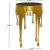 imageDeco 79 Aluminum Metal Side End Accent Table Drip End Table with Melting Design and Shaded Glass Top Side Table 16quot x 16quot x 25quot SilverGold