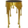 imageDeco 79 Aluminum Metal Side End Accent Table Drip End Table with Melting Design and Shaded Glass Top Side Table 16quot x 16quot x 25quot SilverGold