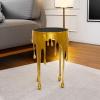 imageDeco 79 Aluminum Metal Side End Accent Table Drip End Table with Melting Design and Shaded Glass Top Side Table 16quot x 16quot x 25quot SilverGold