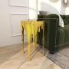 imageDeco 79 Aluminum Metal Side End Accent Table Drip End Table with Melting Design and Shaded Glass Top Side Table 16quot x 16quot x 25quot SilverGold