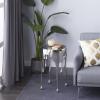 imageDeco 79 Aluminum Metal Side End Accent Table Drip End Table with Melting Design and Shaded Glass Top Side Table 16quot x 16quot x 25quot SilverSilver